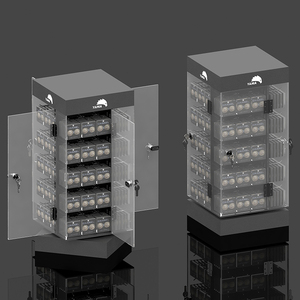 Đen Led xoay PMMA <span class=keywords><strong>acrylic</strong></span> PEG móc Trang sức Hiển thị nội các vòng cổ bông tai Showcase LED 4 bên <span class=keywords><strong>Acrylic</strong></span> hiển thị trang sức - Product Image 1