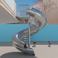 Glissière d'évacuation en métal pour extérieur, escalier en spirale en acier inoxydable 304 avec glissière, escalier extérieur pour enfants