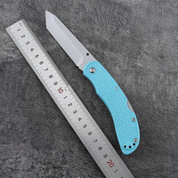 Couteau pliant Bochen Tanto bleu avec lame, couteau de poche EDC pour jeune, manche en plastique granulé, placage titane, couteau d'extérieur avec clous