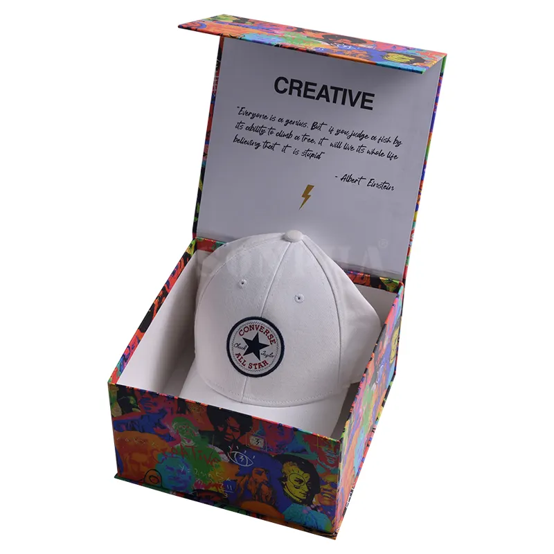 Scatole di imballaggio per berretto da baseball colorate in cartone con stampa logo personalizzata grande scatola per cappelli fedora