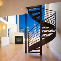 Escalier en colimaçon préfabriqué moderne et créatif, un escalier rotatif intérieur en métal