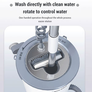 Fregona y cubo con juego de escurridor Fregona y cubo de suelo plano manos libres Sistema de limpieza de suelo doméstico para todos los suelos - Product Image 6