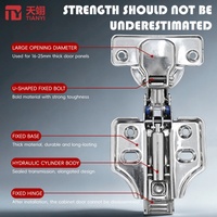 TIANYI Bisagra Hidráulica de Doble Etapa de Acero Inoxidable 201, Ajustable en 3D, 35mm, Cierre Suave, Niquelada, para Dormitorio y Baño