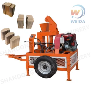 WEDA QTC1-20 diesel motor hidráulico de bloqueio comercial argila terra comprimida sólido bloco de tijolo oco que faz a máquina preço
