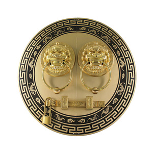 Pomo de puerta de latón macizo estilo chino con cabeza de animal y anillo de tracción para puertas de entrada de madera, operación manual exterior, decorativo - Product Image 5