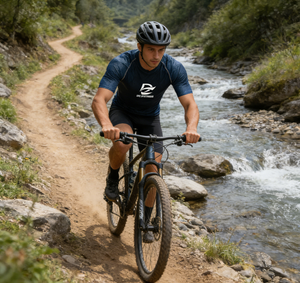 Camiseta deportiva atlética con cuello en V y estampado por sublimación ZEDE, jersey de ciclismo de montaña de manga corta personalizado con ribete elástico para partidos deportivos en equipo y carreras. - Product Image 1