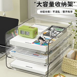 A4 <b>File</b> Organizer Desktop Storage <b>Box</b> Vertical PET Material 3 Tier Drawer Style Office Desk Organizer for Papers and Stationery - Product Image 5