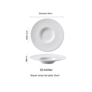 Sombrero de paja de cerámica blanca de alta calidad, plato de comida occidental, diseño de plato hondo para el hogar, Hotel, fiesta, vajilla, <span class=keywords><strong>compra</strong></span> loca clásica - Product Image 6