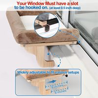 Perchoir de fenêtre robuste en bois dur pour chat avec coussin épais, sans perçage, sans ventouse, lit hamac à accrocher pour grands chats