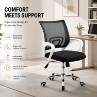 Chaise de bureau ergonomique moderne pour cadres, réglable en hauteur, pivotante, en tissu maillé, avec appui-tête fixe, base en acier inoxydable - Utilisation à domicile/au bureau