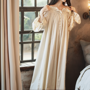 Robe de nuit pour femme en coton respirant, modèle explosif, de bonne qualité, couleur unie, coupe ample, manches longues, idéale pour l'été - Product Image 2