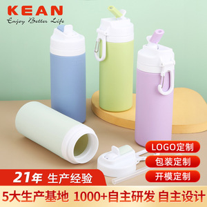 Botella de agua de silicona de 450 ml con personalización de logotipo, portátil para estudiantes - Product Image 3