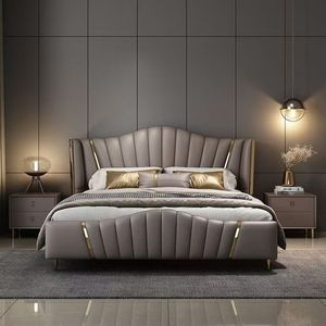 Gran oferta, conjunto de muebles de dormitorio de lujo moderno y Popular, cajones de almacenamiento de diseño de Hotel tamaño King, cama de cuero tamaño <span class=keywords><strong>Queen</strong></span> con almacenamiento - Product Image 2