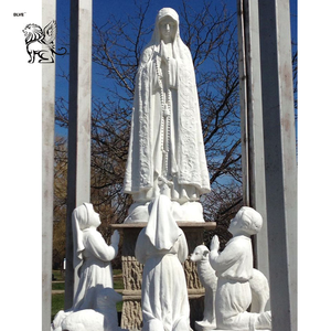 Statue de la Vierge <span class=keywords><strong>Marie</strong></span> en marbre blanc naturel sculptée à la main, taille réelle, sculpture extérieure catholique Notre-Dame de Fatima pour jardin d'église - Product Image 4