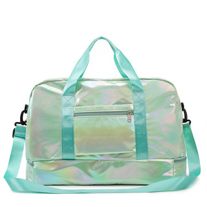 Bolsa de Viaje Deportiva Impermeable de Diseño Geométrico, Nueva de Fábrica, para Viajes Cortos, Fitness, Yoga, con Cierre de Cremallera Colorido y Compartimento Independiente para Zapatos - Product Image 5