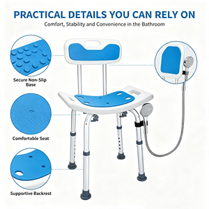 Chaise <span class=keywords><strong>de</strong></span> douche réglable en aluminium avec dossier amovible, capacité <span class=keywords><strong>de</strong></span> 400 lb, siège/tabouret <span class=keywords><strong>de</strong></span> <span class=keywords><strong>bain</strong></span> robuste pour la réadaptation et la thérapie - Product Image 5