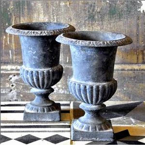 Klassieke rustieke Franse urnvaas voor de tuin, antieke patio-europese traditionele empire plantenbak buiten gietijzeren bloempotten - Product Image 1