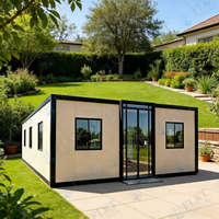 Maison conteneur extensible FLKT moderne de 20 pieds, résistante aux intempéries et au feu, avec salon prêt à l'emploi, double aile, installation rapide, mini-maison portable