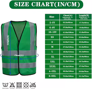 Logotipo personalizable Chaleco DE SEGURIDAD reflectante verde de alta visibilidad Chaqueta de tráfico con cierre de cremallera de poliéster multibolsillo para mejorar - Product Image 2