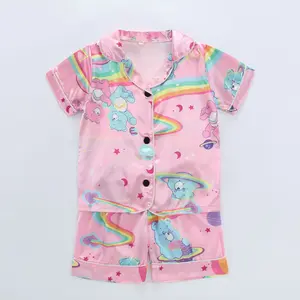 Summer Short Pijamas Toddle Kids Girls Snug Fit Pyjamas 2 Pieces Cotton Bamboo Rainbow Pajama Sets For Kids