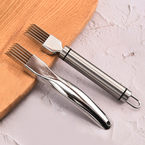 Cortador de Verduras Multiusos de Acero Inoxidable, Utensilio de Cocina de Bambú para Cortar Papas, Cebollín y Cebolla Verde Fácilmente, <span class=keywords><strong>Manual</strong></span> - Product Image 4