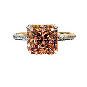Éxito de Ventas de Fábrica: Anillo de Diamantes con Corte Princesa en Forma de Flor de Hielo, Cobre Ecológico, Diseño Exquisito y de Alta Gama, Anillo Abierto - Product Image 2