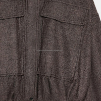 Blouson bomber en tweed à carreaux personnalisé à col montant et poches plaquées pour femmes