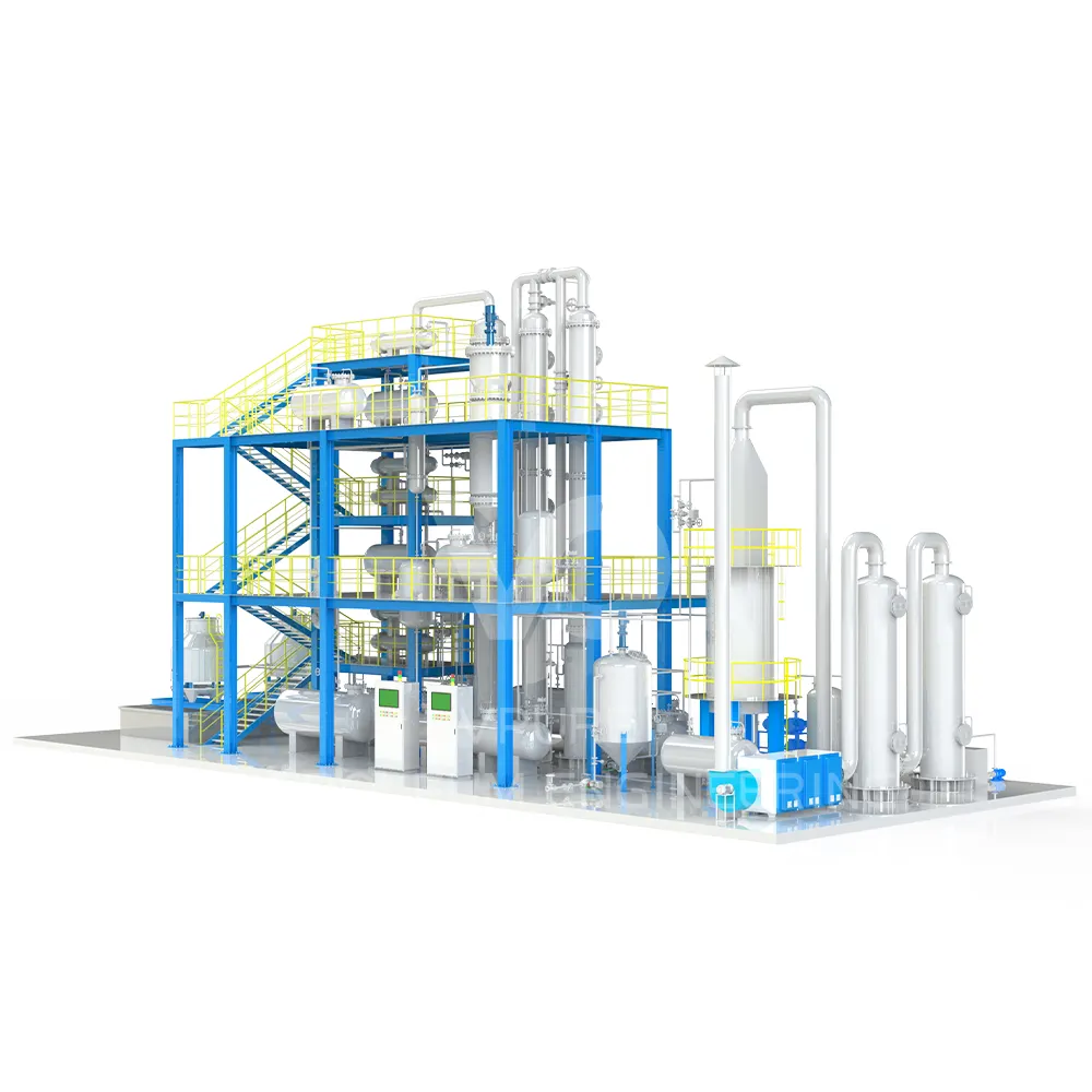 2023 kontrol PLC mesin distilasi minyak limbah dengan TFE daur ulang minyak limbah ke pabrik minyak dasar
