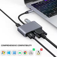 Hub multifonction USB-C 3-en-1 en alliage d'aluminium pour ordinateur portable, téléphone, tablette, avec interfaces 4K HD VGA, USB 3.0, charge PD 100W, conforme RoHS