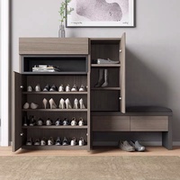 Penutup Meja Makan 3 Laci Meja Desain Pegangan Kayu Modern Kualitas Tinggi Set Tempat Sepatu Melamin