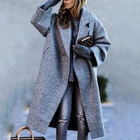 Manteau long décontracté pour femme, style uni, coupe oversize, chaud, grande taille, en laine, double boutonnage, pour l'hiver – Nouvelle collection