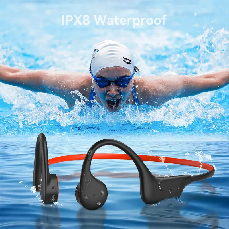 COOYEE X6 IPX8 Waterproof Bone Conduction Earphones Bone Conduction Bluetooth BT V5.3 Headset Open Ear Sports Headset with Mic