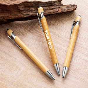 Hot Sale Bamboo Ballpoint Pen Touch Screen Wood Ball Point Pen Print Logo Advertising Gift Touch Pens - Product Image 1