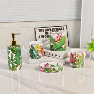 Wholesale Bathroom Five Piece <b>Set</b> Lotion Bottle Mouthwash Cup <b>Soap</b> Household Toothbrush Holder Household Bathroom - Product Image 3