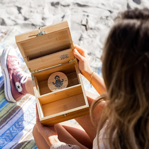 Juego de caja de alijo de bambú portátil con tarro de vidrio y <span class=keywords><strong>candado</strong></span> Perfecto para yoguis y amantes de la meditación - Product Image 6