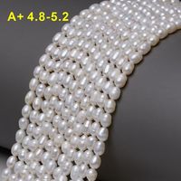 4.8-5.2Mm Bentuk Beras + 24063 Mutiara Air Tawar Air Tawar Alami untuk Membuat Perhiasan Dijual
