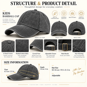 Çocuklar Beyzbol Şapkası <span class=keywords><strong>Vintage</strong></span> Yıkanmış Pamuk 6 Panel Boş Snapback Baba Şapkası Bebekler için Erkek Kız Açık Spor Güneş Şapkaları - Product Image 4