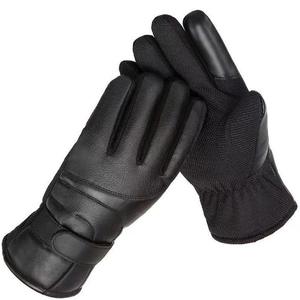 Guantes de Cuero para Hombre, Completos, Negros, Talla Única, Impermeables, Resistentes al Viento, Forrados de Felpa, con Pantalla Táctil - Product Image 4