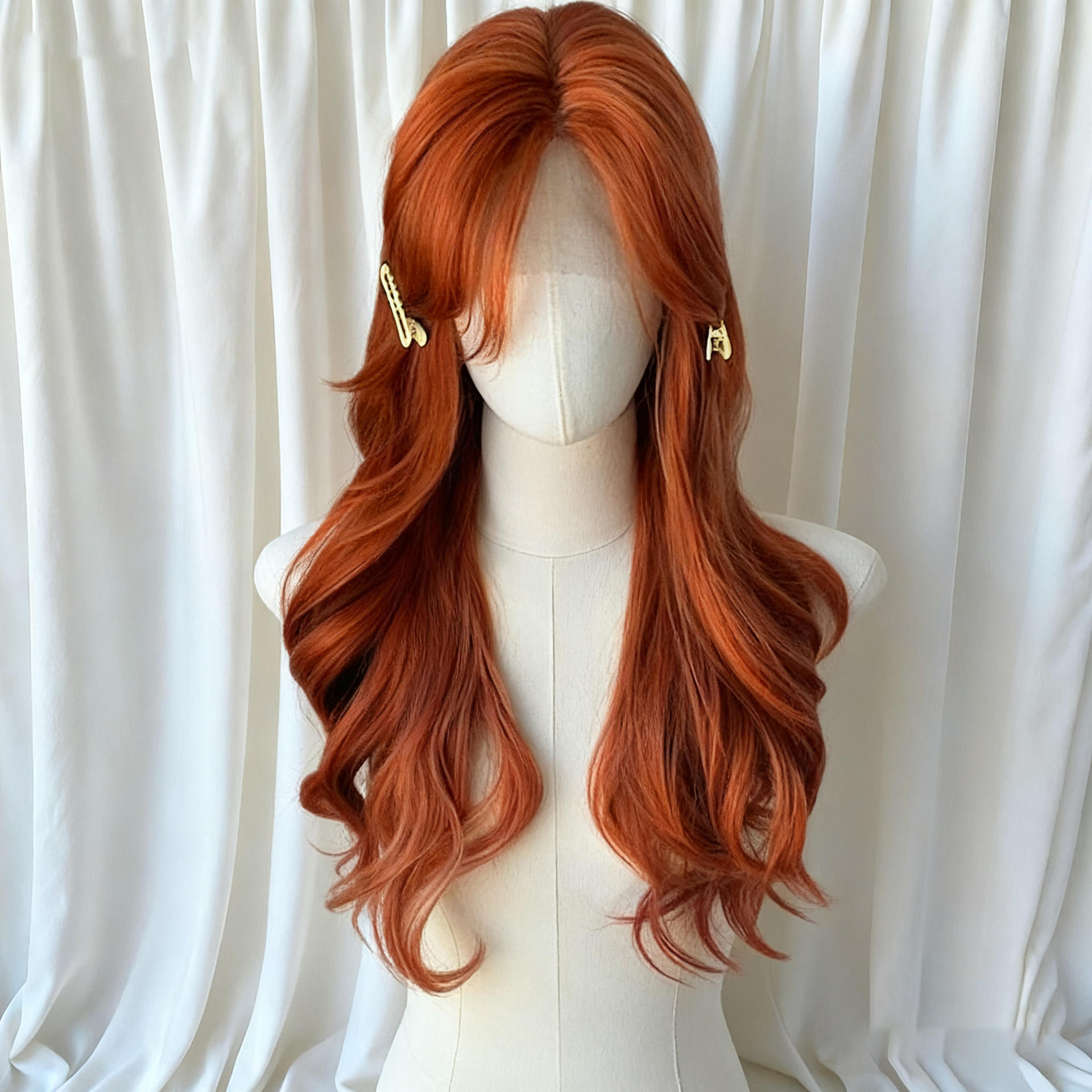 65ซม. [สีส้มสกปรก] ลูกไม้หน้าผาก