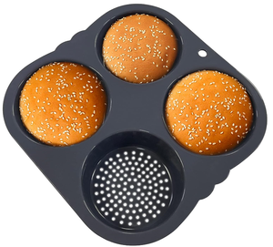 Nouveau design ménager : Moule à hamburger DIY, moule à muffins, moule à pâtisserie en silicone à trous ronds, outil de cuisson pour gâteaux - Product Image 2