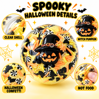Jouet anti-stress sensoriel souple à rebond lent, fait main, pour Halloween, en forme de ballon, chauve-souris nocturne, citrouille mystérieuse et Vaseline