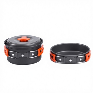 Juego de utensilios de cocina portátiles para acampar Guanglu, olla antiadherente para cocinar al aire libre de 1-2L con tapa, color naranja - Product Image 1