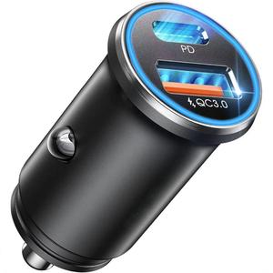 Mini Aluminum Alloy Car Charger Dual PD 30W Fast Charging 12-24V Cigarette <b>Lighter</b> Adapter - Product Image 1