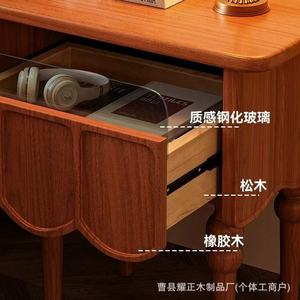 Solid wood bedside table, <b>bedroom</b> minimalist modern Nordic retro <b>storage</b> <b>cabinet</b>, multi-functional shelf, bedside table - Product Image 3