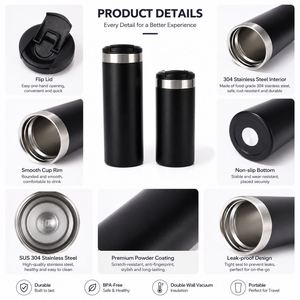 Custom 350ml 500ml Reusable Coffee Cup Tea Insulated Tumbler Drinks 12oz 16oz Straight <b>Bottle</b> Stainless Steel Vacuum Travel Mug - Product Image 2