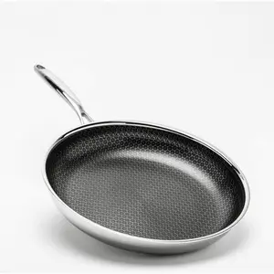 Outdoor Skillet Frying Pan 20cm/7.8'' Cookware 3ply Honeycomb Non stick Stainless Steel Cooking