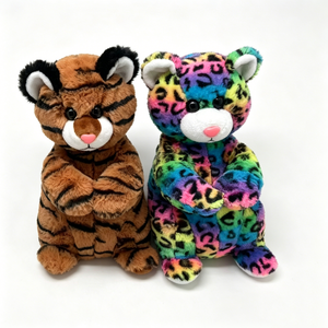 Peluche personalizado con estampado de leopardo arcoíris, par de peluches con estampado animal, set de peluches de tigre y leopardo, peluche de tigre marrón - Product Image 5