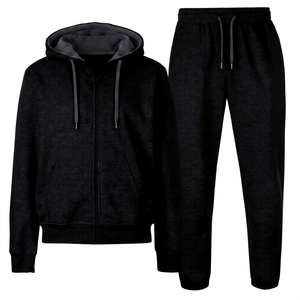 Ensemble de survêtement sportif pour homme personnalisé, sweat-shirt à capuche zippé et pantalon de jogging, vente en gros - Product Image 1