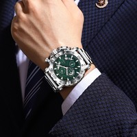 Montres pour hommes Poedagar 892 de luxe, bracelet en acier inoxydable, montre chronographe à quartz étanche et lumineuse pour hommes