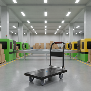 Chariot à roulettes pliable et portable en plastique robuste avec plateforme plate et roues pivotantes à 360 degrés pour le transport de marchandises et de remorques de food truck - Product Image 1